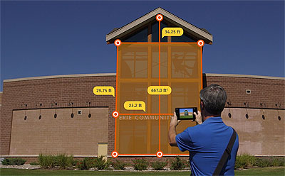 Take a photo with Spike laser device of the facade