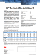 3M Sun Control Film Night Vision 15 - product bulletin