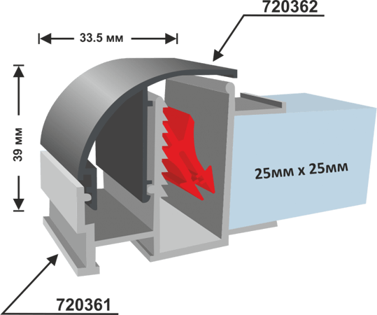 720361 aluminum profile for 39mm single-side sign box