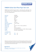 Emblem Solvent Semi-Photo Paper - product bulletin