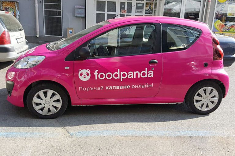 Food Panda cars were wrapped with 3M Scotchcal 80 Film