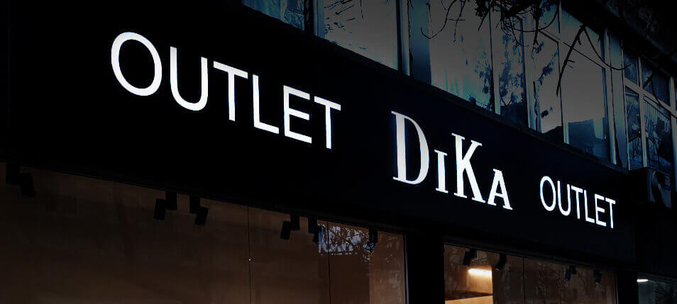 Illuminated sign for Dika shop with stylish design and bright lighting