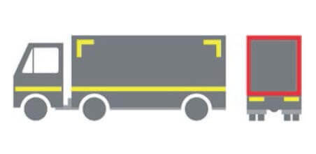 Partial markings of heavy goods vehicles required under ECE104 Reglament