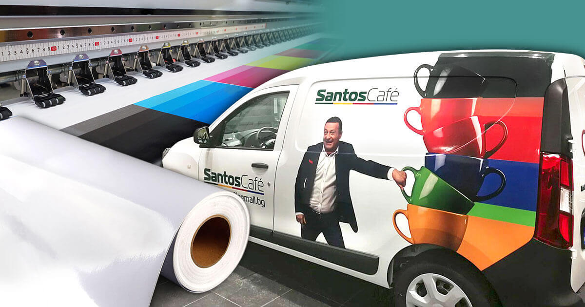 Santos cafe advertising cars were wrapped with 3M IJ180mC film