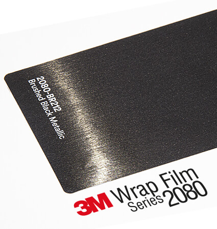 3M 1080 BR212 Brushed black metallic vinyl wrap film 30x100 cm 11.81" x 39.37" 