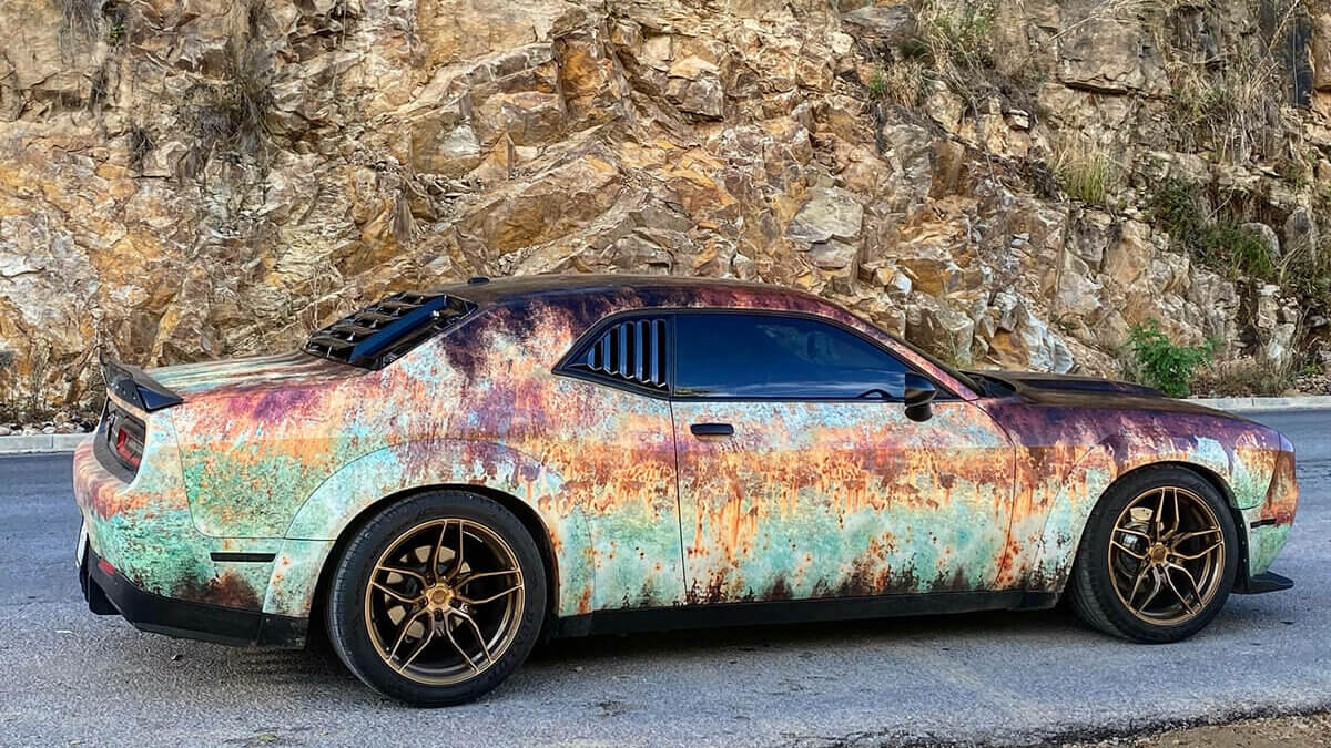 The legendary Dodge Challenger RT, attractively covered with 3M film