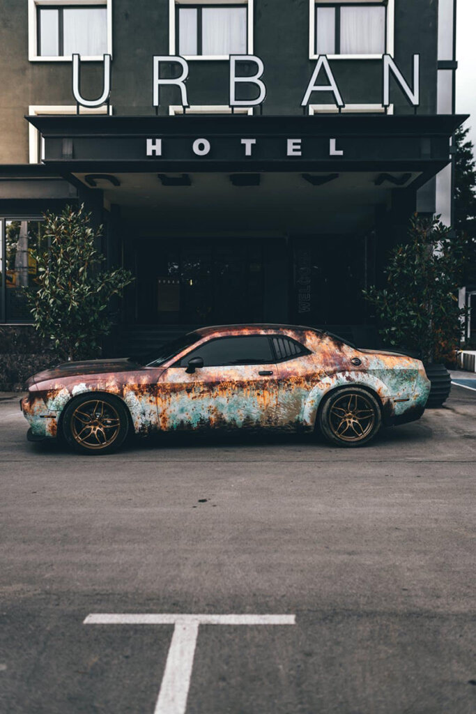 The legendary Dodge Challenger RT, attractively covered with 3M film